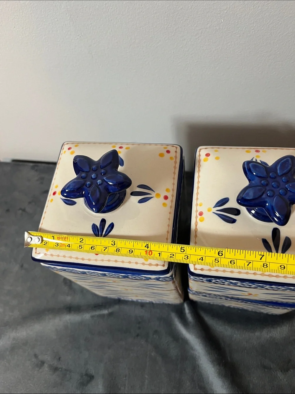 TEMP-TATIONS OLD WORLD STACKABLE CANISTERS KITCHEN CERAMIC BLUE cookware